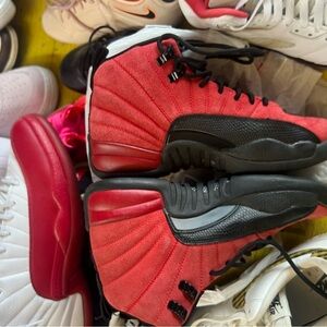 Jordan Retro Red and Black Sneakers Retro 12 Reverse Flu Nike